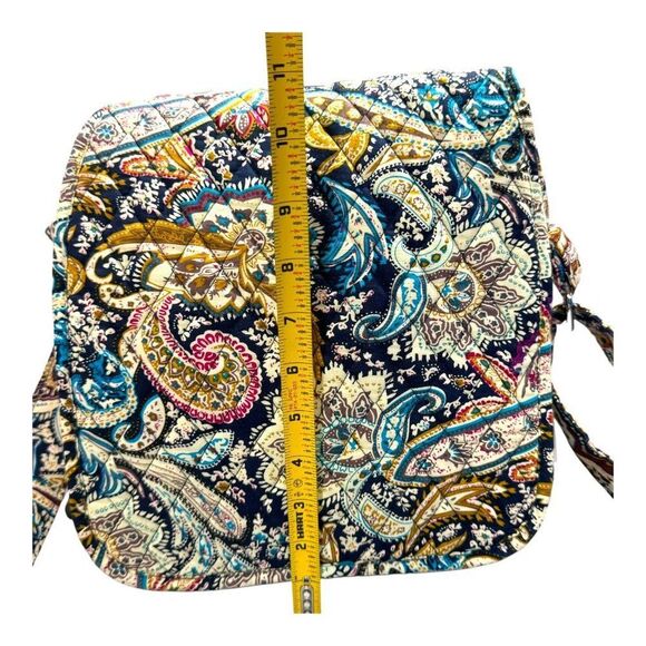 Belvah Paisley Print Crossbody Quilted Bag Purse Navy Blue Yellow Medium - Picture 6 of 11